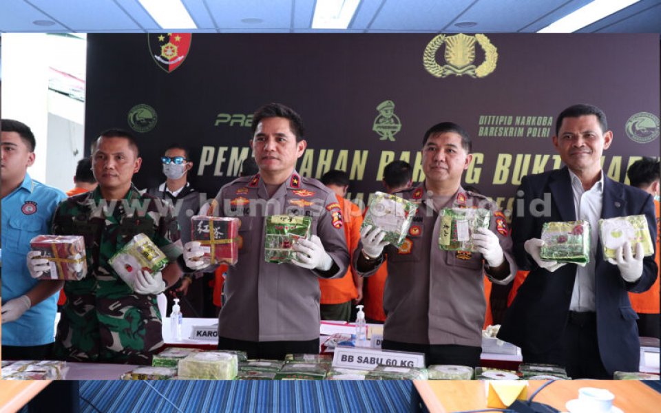 Polri Musnahkan 60kg Sabu Jaringan Malaysia-Aceh