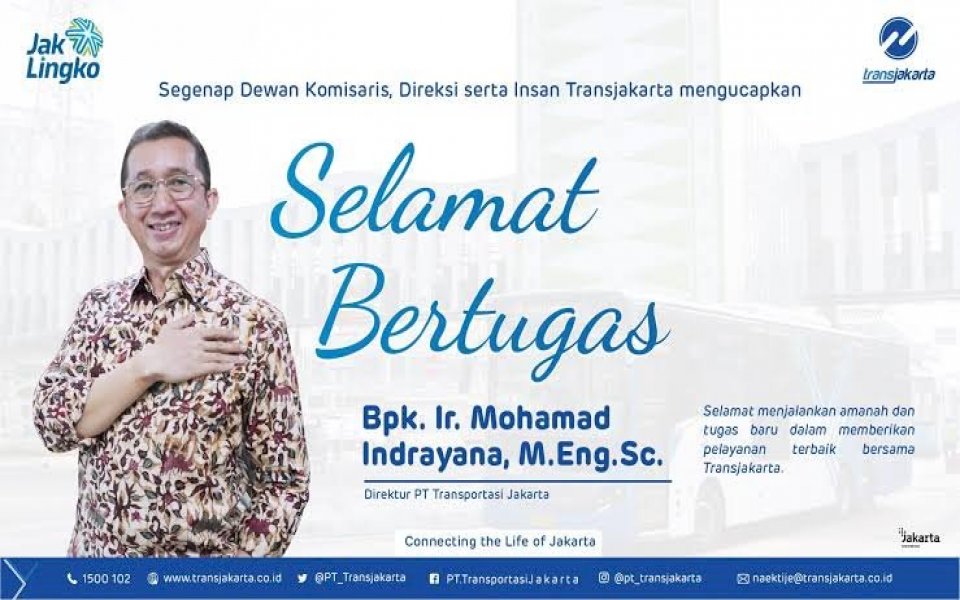 Gantikan Kuncoro Wibowo, Mohamad Indrayana Ditunjuk Sebagai Plt Dirut Transjakarta
