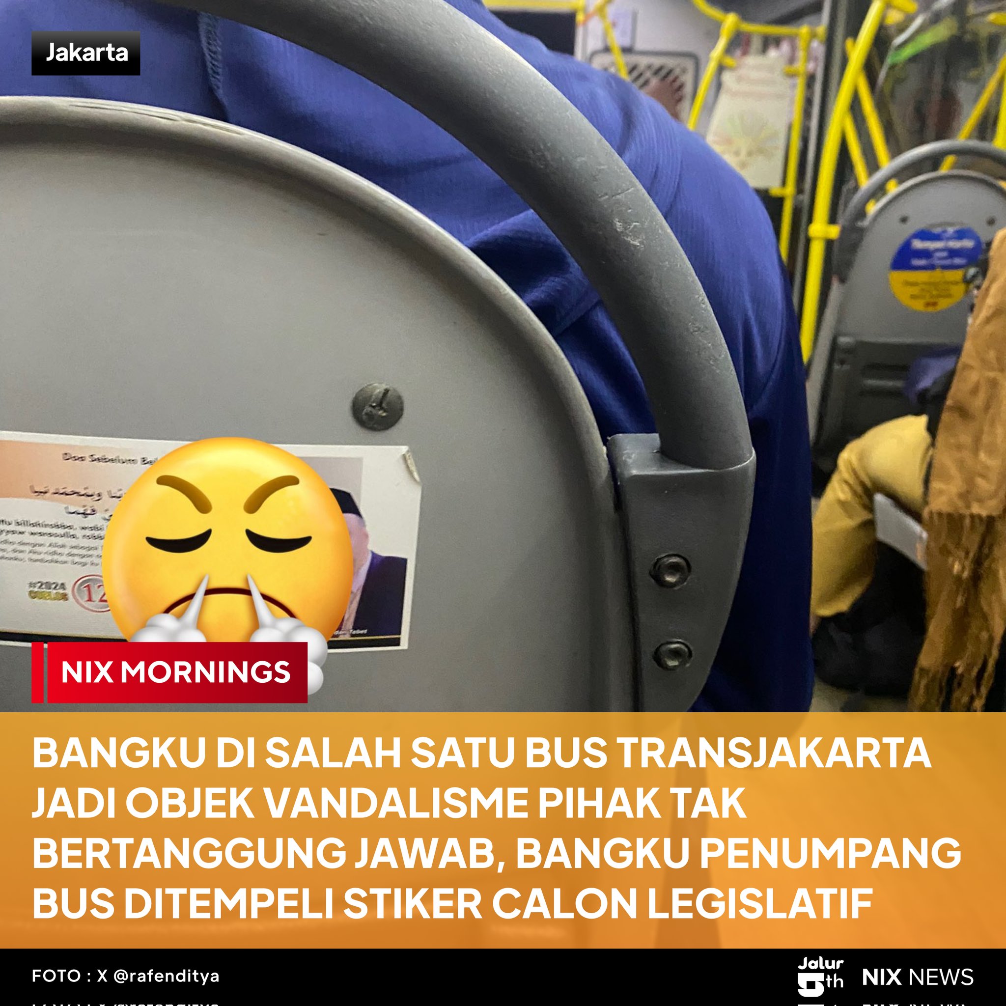 Vandalisme di Bus TransJakarta, Kursi Penumpang Ditempeli Stiker Caleg