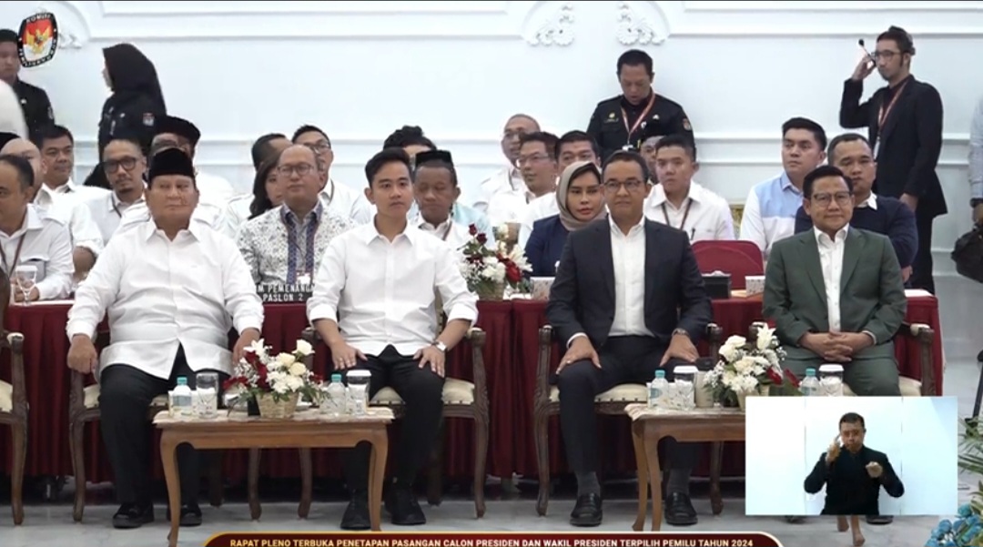 Penuh Senyum, Anies Baswedan dan Muhaimin Iskandar Menyambut Presiden Terpilih Prabowo dan Gibran