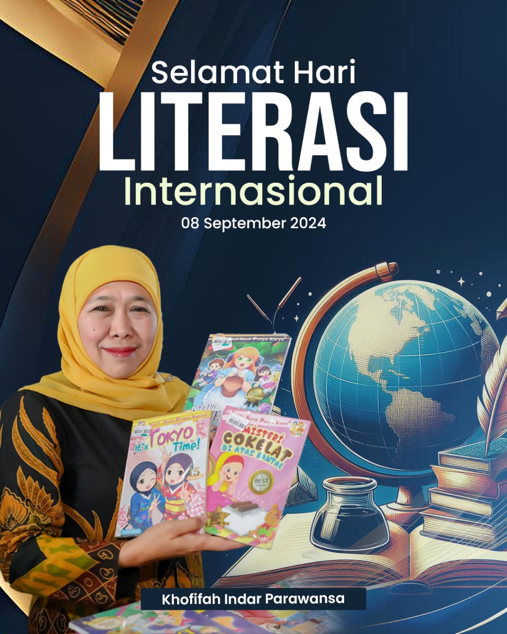 Memperingati Hari Literasi Internasional; Khofifah Ajak Masyarakat Tingkatkan Minat Baca