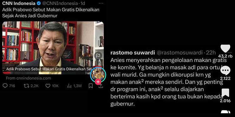 Adik Prabowo Akui Makan Bergizi Gratis Sudah Ada di Era Anies, Warganet: Dulu Tak Bisa Dikorupsi!