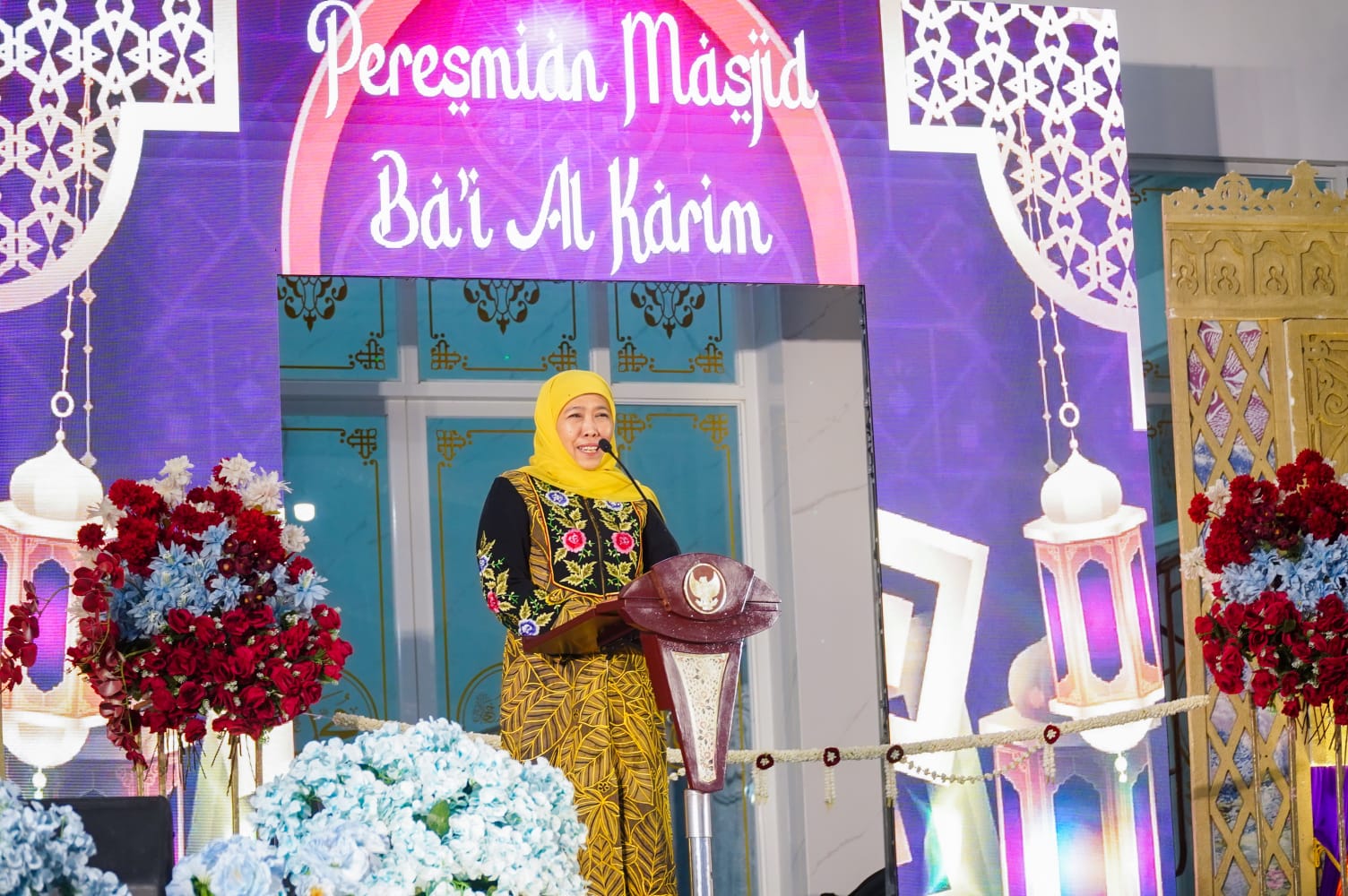 Resmikan Masjid Bai Al Karim, Gubernur Khofifah Harap Jadi Pusat Kegiatan Keislaman dan Berdampak Positif Bagi Pembangunan Karakter Masyarakat Sekitar