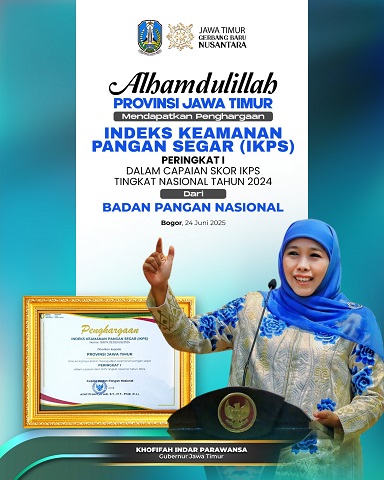 Raih Peringkat Pertama Indeks Keamanan Pangan Segar, Gubernur Khofifah: Komitmen Pangan Berkualitas untuk Masyarakat Jatim