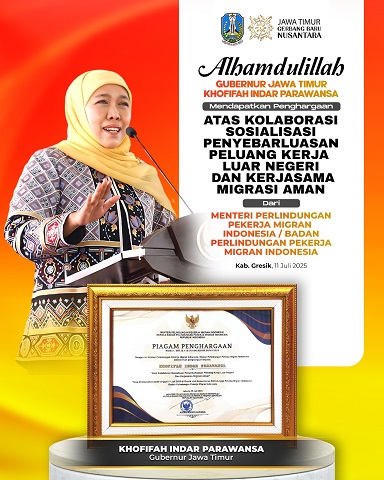 Jatim Terdepan Lindungi Pekerja Migran, Gubernur Khofifah Raih Penghargaan Nasional