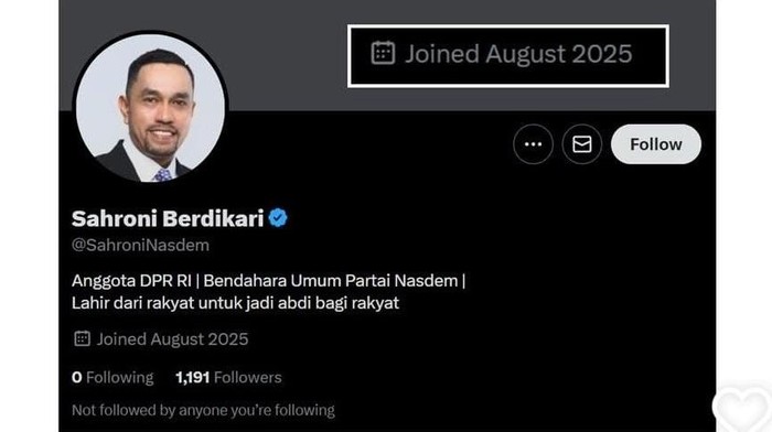 Fraksi NasDem: Akun X Sahroni Berdikari Bukan Milik Ahmad Sahroni