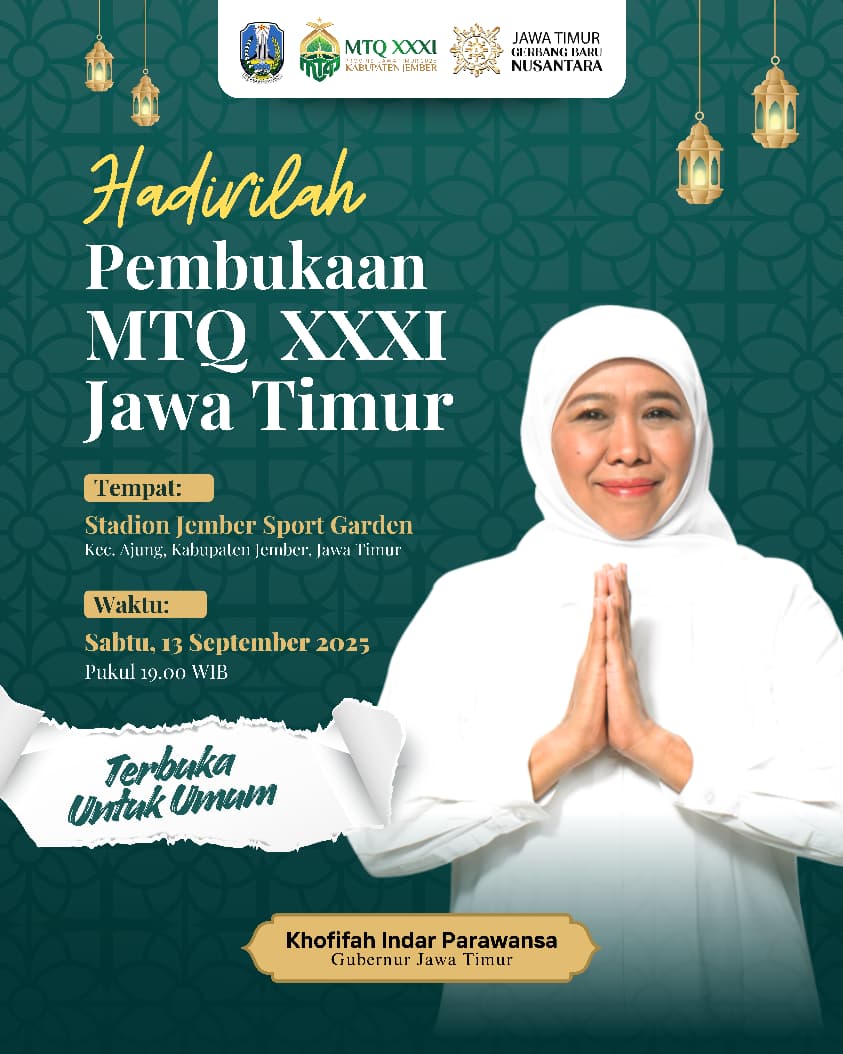 MTQ XXXI Jatim Siap Digelar di Jember, Gubernur Khofifah Ajak Warga Semarakkan dan Rawat Nilai AlQuran