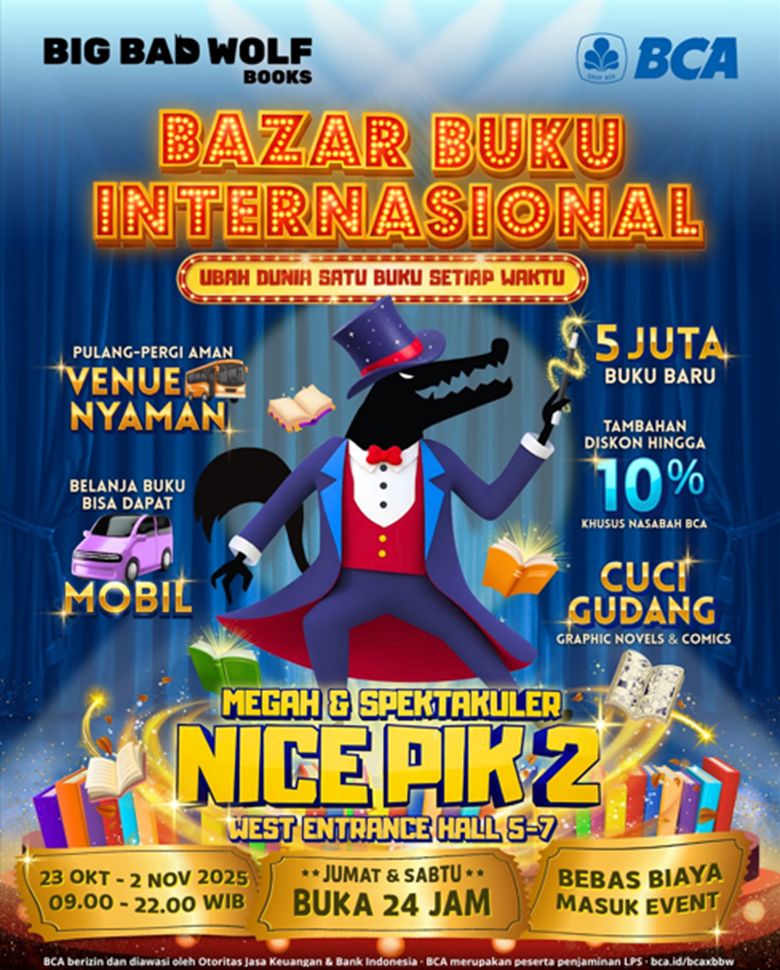 Big Bad Wolf Hadir di NICE PIK2, Diskon Buku Hingga 95% dan Hadiah Mobil