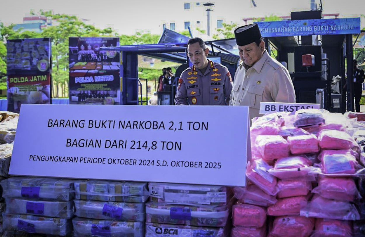 Presiden Prabowo Musnahkan Barang Bukti 214,84 Ton Narkoba Senilai Rp29,37 Triliun