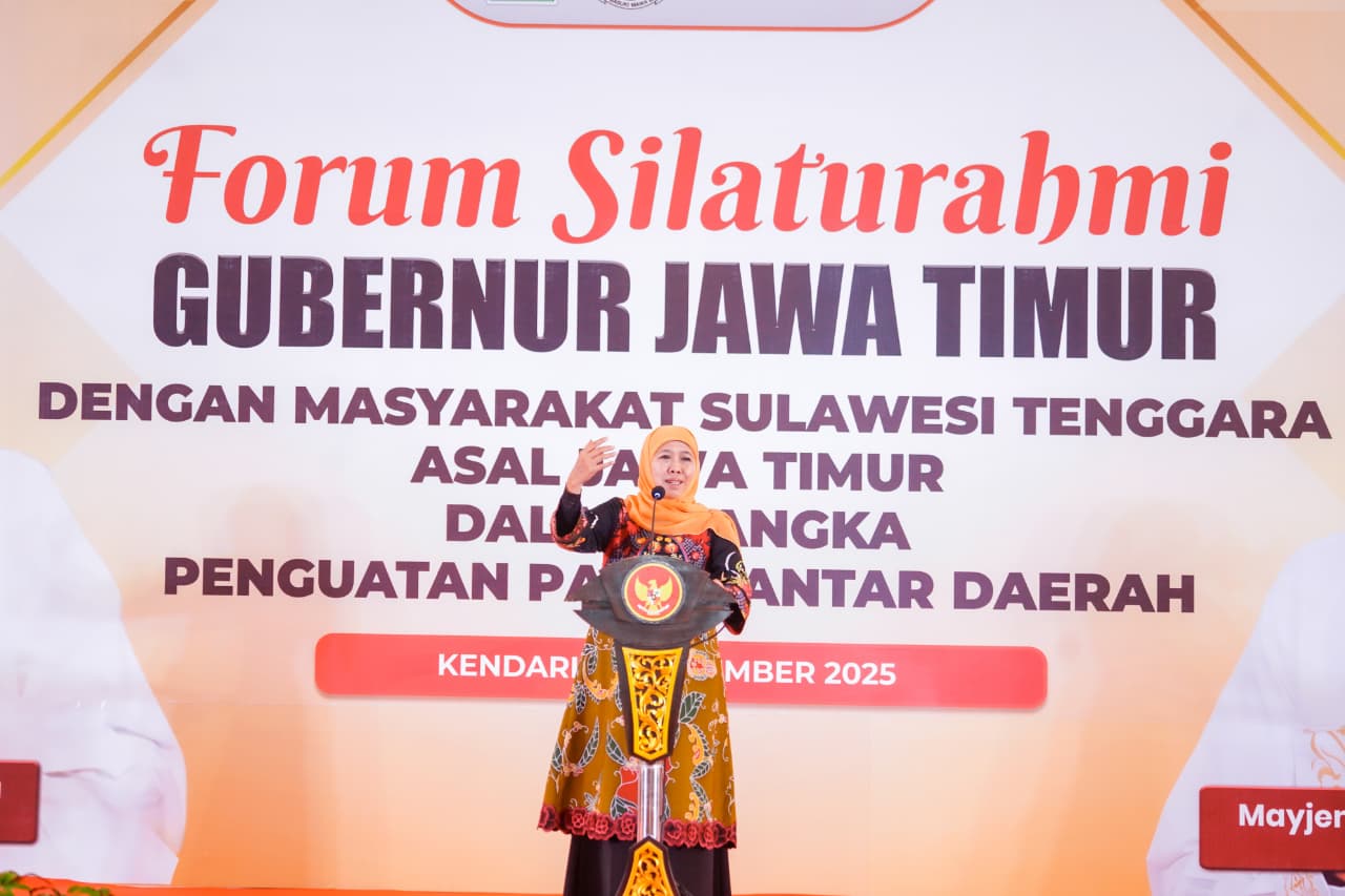 Gubernur Khofifah Silaturahim dengan Masyarakat Sultra Asal Jatim, Ajak Jadi Simpul Pembangun Kepercayaan dan Jejaring Pelaku Usaha Antardaerah