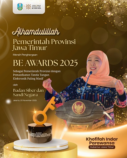 Pemprov Jatim Raih Be Award 2025 dari BSSN RI, Gubernur Khofifah: Pengakuan Jatim Pionir Penerapan Teknologi Informasi