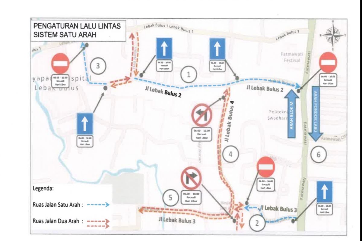 Atasi Kemacetan, Sistem One Way Diberlakukan di Jalan Lebak Bulus II dan III