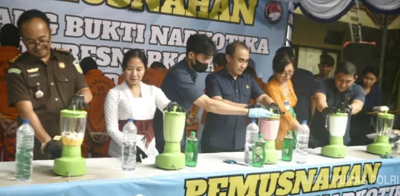 Pemusnahan Barang Bukti Narkotika Senilai Rp 4 Miliar di Denpasar, Bali