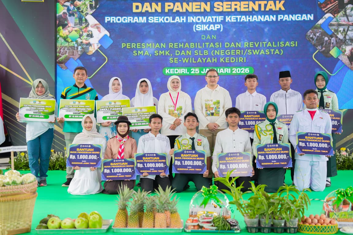 Gubernur Khofifah Resmikan Hasil Rehabilitasi dan Revitalisasi 26 SMA SMK SLB di Kediri, Perkuat Ekosistem Pendidikan Bermutu
