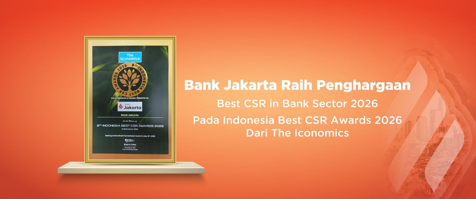 Sukses Dorong Pembangunan Berkelanjutan di Jakarta, Bank Jakarta Raih Penghargaan Best CSR Award 2026