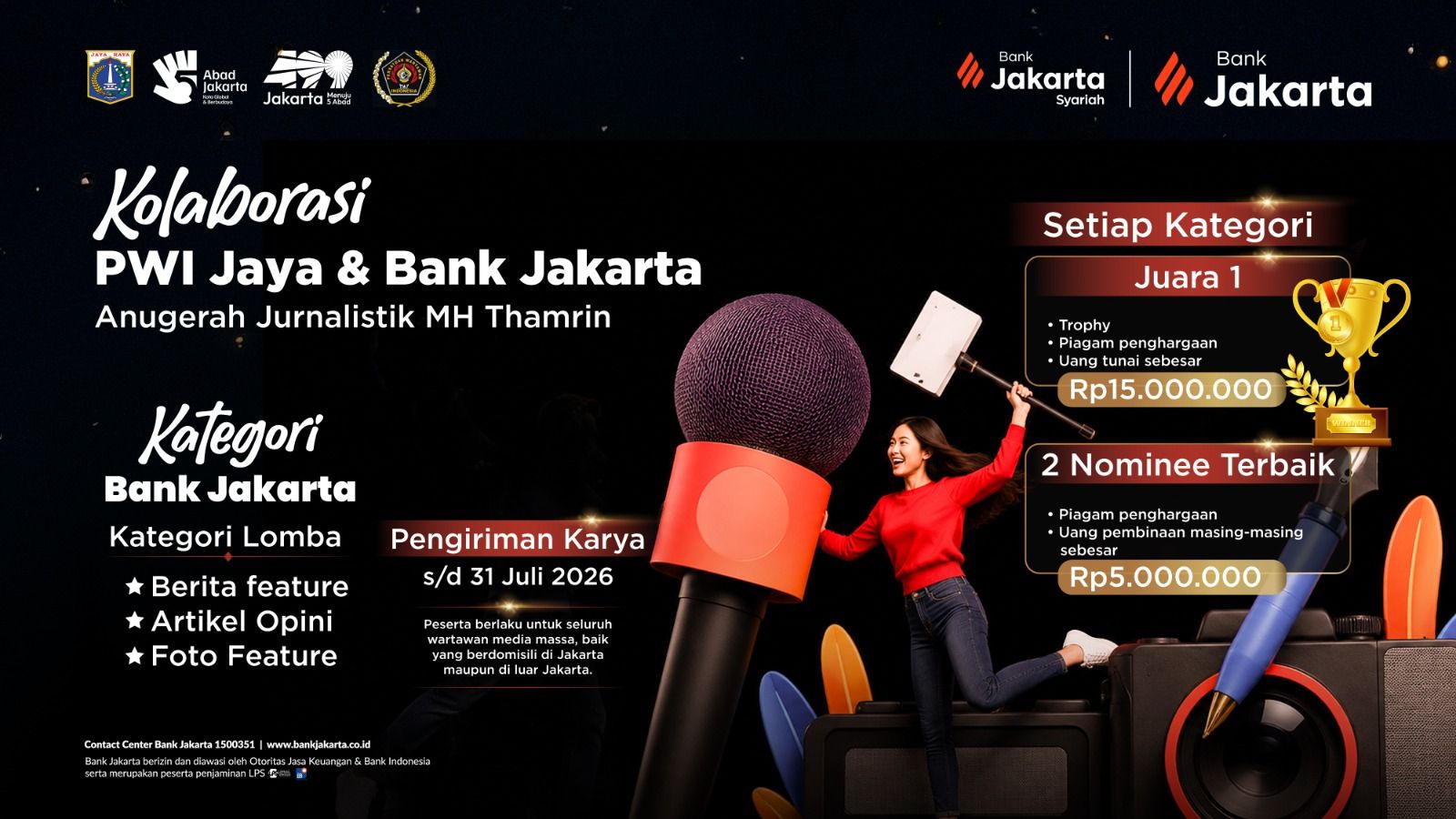 PWI Jaya & Bank Jakarta Hadirkan Kategori Khusus Literasi Keuangan Dalam Lomba Karya Tulis Jurnalistik MH Thamrin 2026