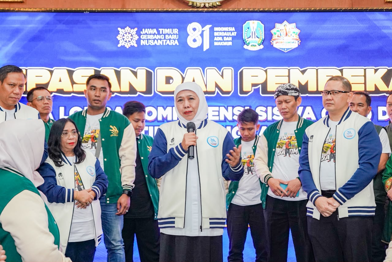 Lepas 45 Kontingen  LKS Jatim Tingkat Nasional, Gubernur Khofifah Optimis Jatim Raih Juara Umum