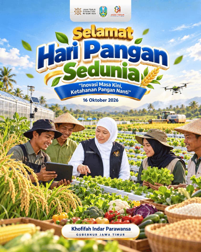 Hari Pangan Sedunia, Gubernur Khofifah Dorong Inovasi dari Hulu ke Hilir untuk Perkuat Ketahanan Pangan dan Sejahterakan Petani Jatim