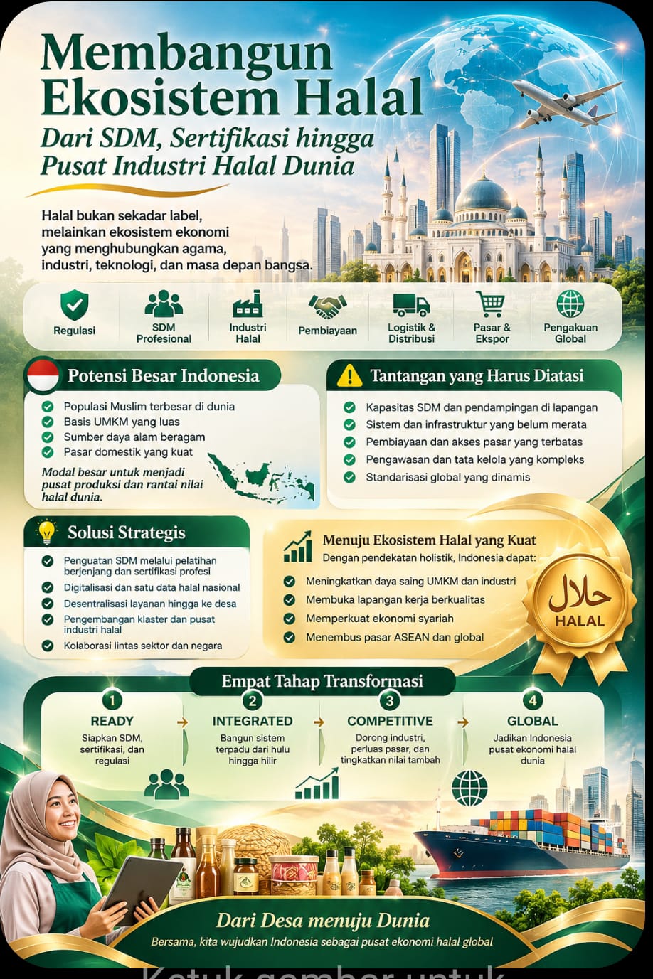 Membangun Ekosistem Halal : Dari SDM, Sertifikasi hingga Pusat Industri Halal Dunia